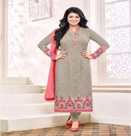 Hi-Fashion Grey Semi-Stitched Straight Suit