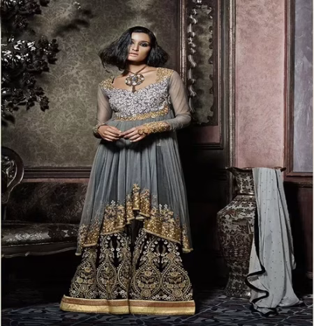 Hi-Fashion Semi-Stitched Multicolour Embroidered Designer Suit