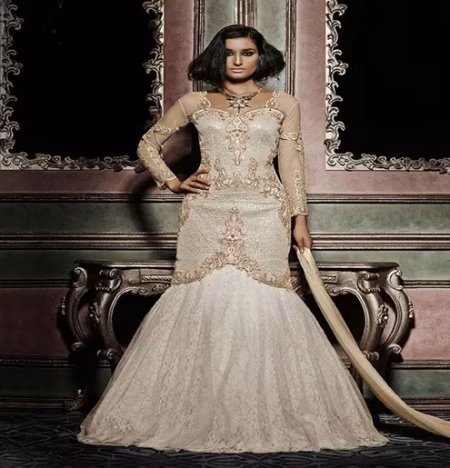 Hi-Fashion Semi-Stitched Designer White Embroidered Lehanga Suit