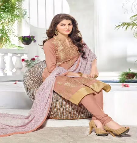 Hi-Fashion Peach Embroidered Unstitched Straight Suit