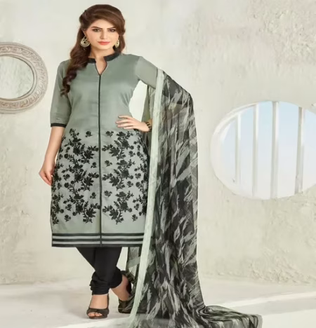 Hi-Fashion Grey Embroidered Unstitched Straight Suit