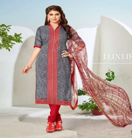 Hi-Fashion Grey Embroidered Unstitched Straight Suit