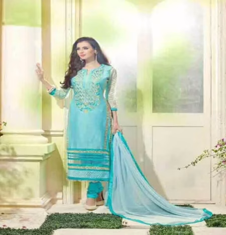 Hi-Fashion Unstitched Aqua Blue Straight Suit