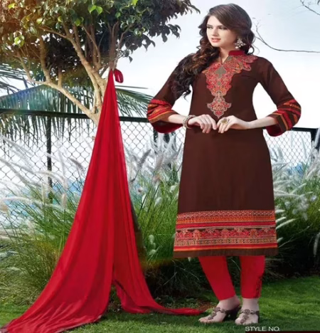 Hi-Fashion Unstitched Maroon With Red Embroidered Trendy Suit