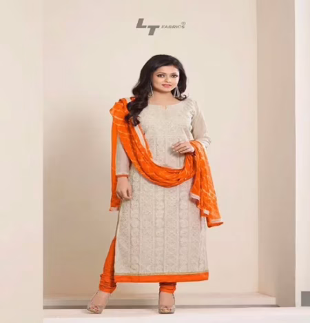 Hi-Fashion Unstitched Cream Embroidered Trendy Suit