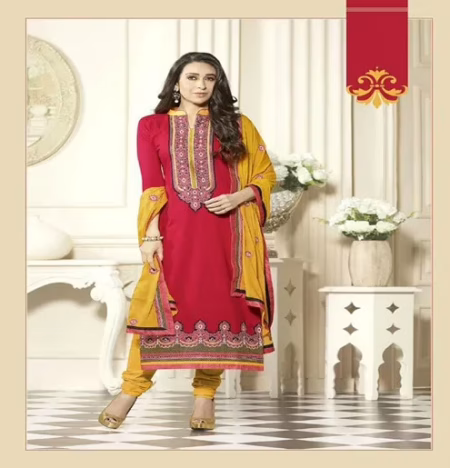 Hi-Fashion Pink Embroidered Straight Suit