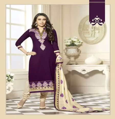 Hi-Fashion Violet Embroidered Straight Suit