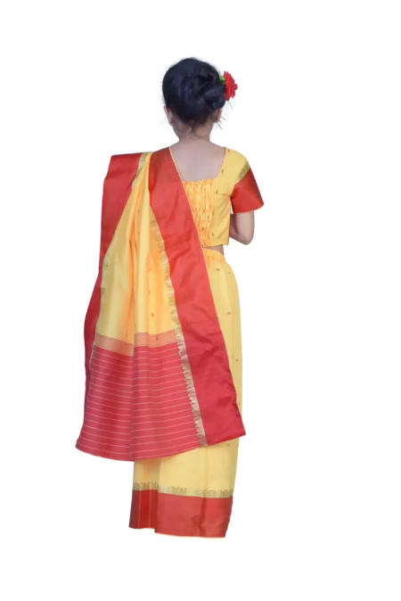 Pazaar Amber Yellow embroidered party kids wear saree