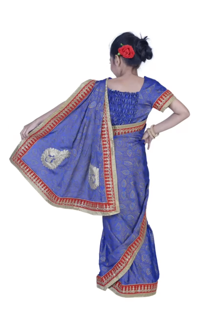 Pazaar Cornflower Blue embroidered party kids wear saree