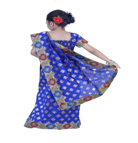 Pazaar Persian Blue Embroidered Party Kids Wear Saree