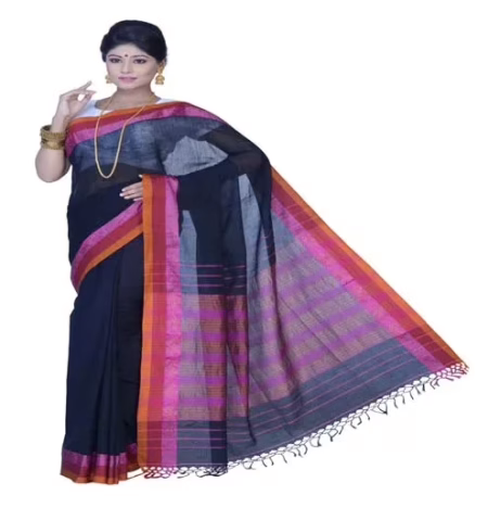 Pazaar Black Festival Saree With Matching Blouse Piece