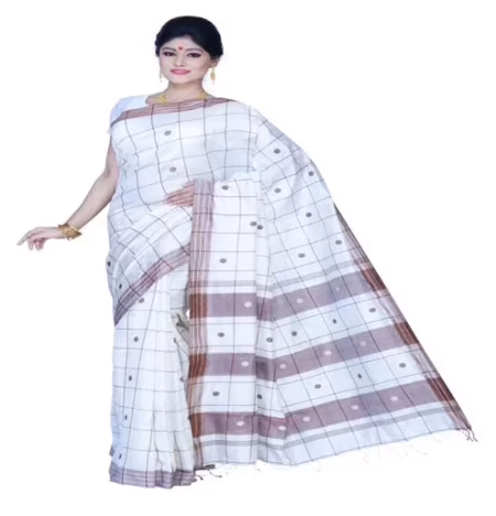 Pazaar Off White Festival Saree With Matching Blouse Piece