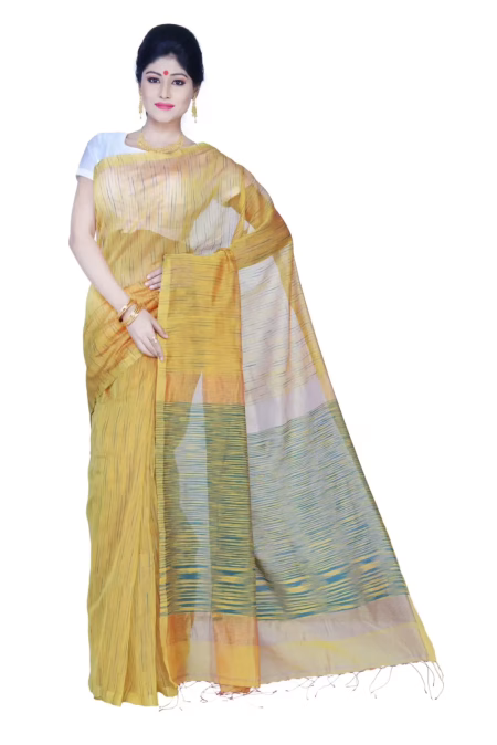 Pazaar Jonquil Yellow Festival Saree With Matching Blouse Piece