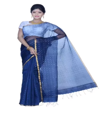 Pazaar Midnight Blue Festival Saree With Matching Blouse Piece