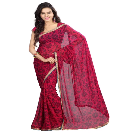 Lookslady Printed Pink Georgette saree