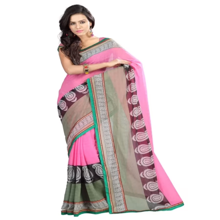 Lookslady Printed Pink Chiffone saree