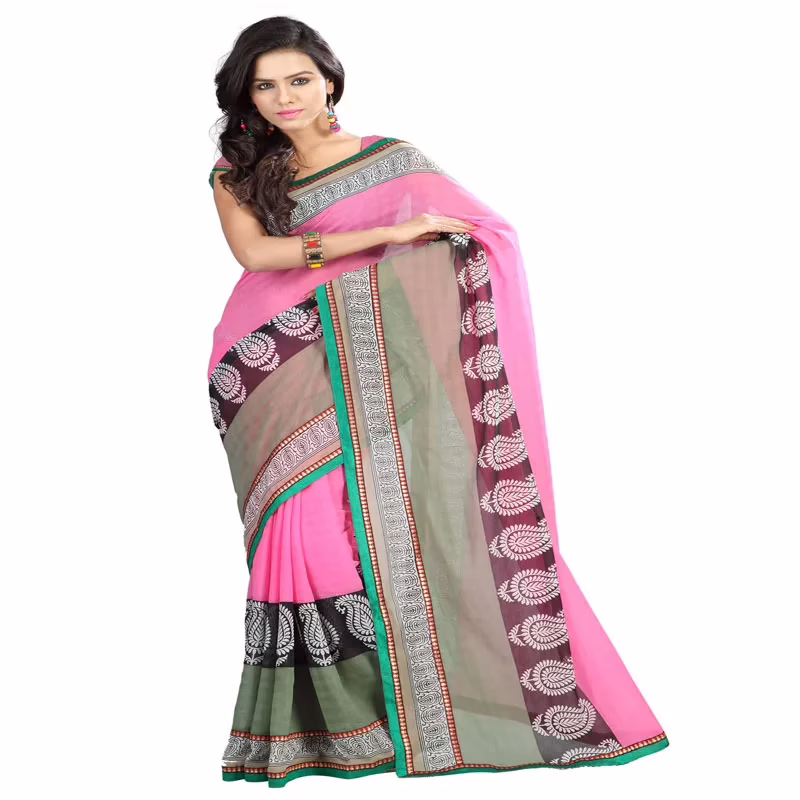 Lookslady Printed Pink Chiffone saree
