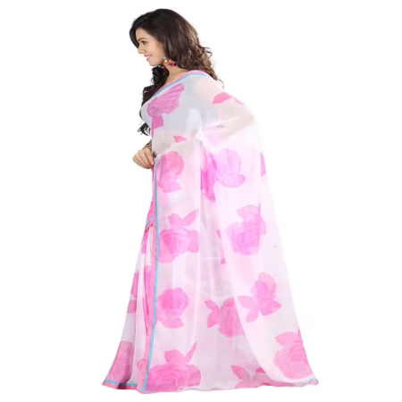 Lookslady Printed White Chiffone saree