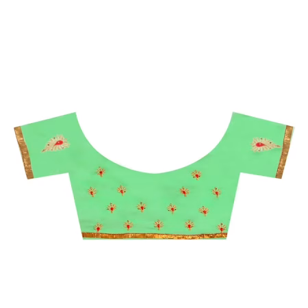 Lookslady Embroidered Green Chiffon Saree