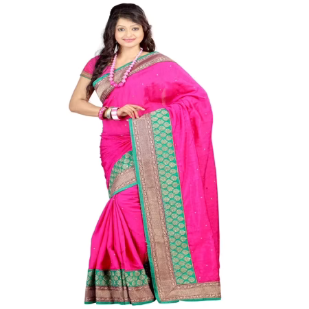 Lookslady Embroidered Pink Bhagalpuri Silk Saree