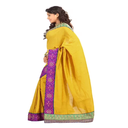 Lookslady Embroidered Yellow Bhagalpuri Saree