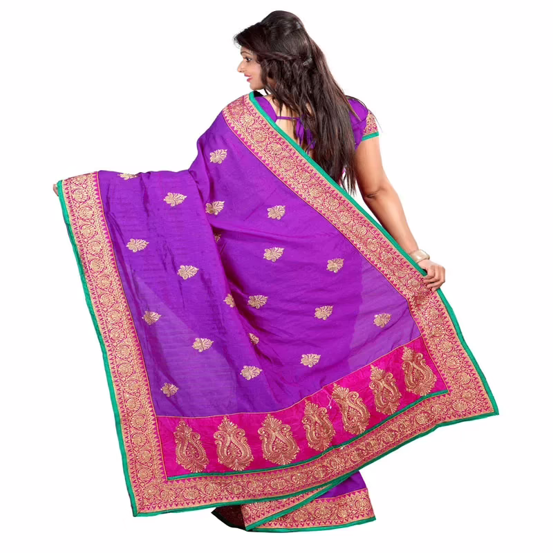 Lookslady Embroidered Purple Bhagalpuri Saree