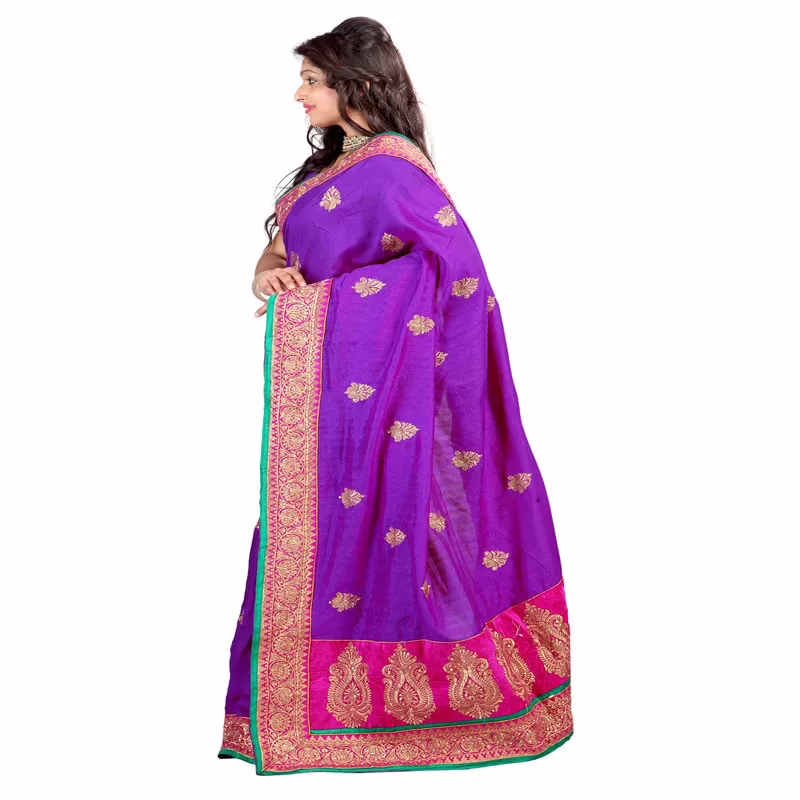 Lookslady Embroidered Purple Bhagalpuri Saree