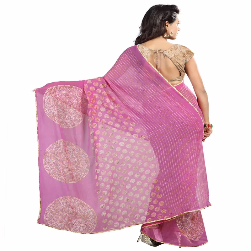 Lookslady Printed Light Pink Georgette Saree