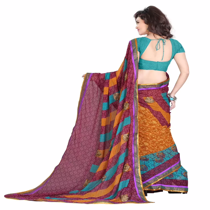 Lookslady Printed Maroon Georgette Saree