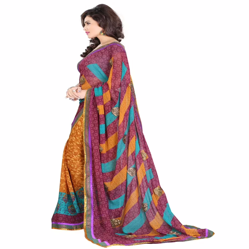 Lookslady Printed Maroon Georgette Saree