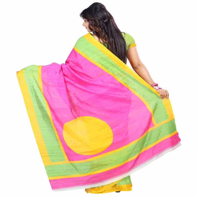 Lookslady Printed Yellow Bhagalpuri Saree
