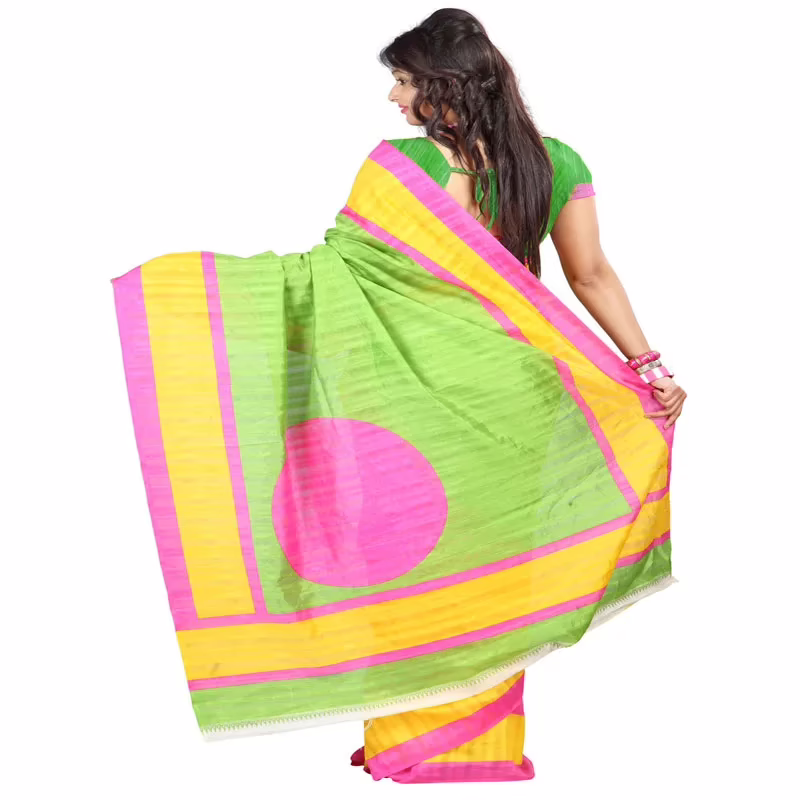 Lookslady Printed Pink Bhagalpuri Saree