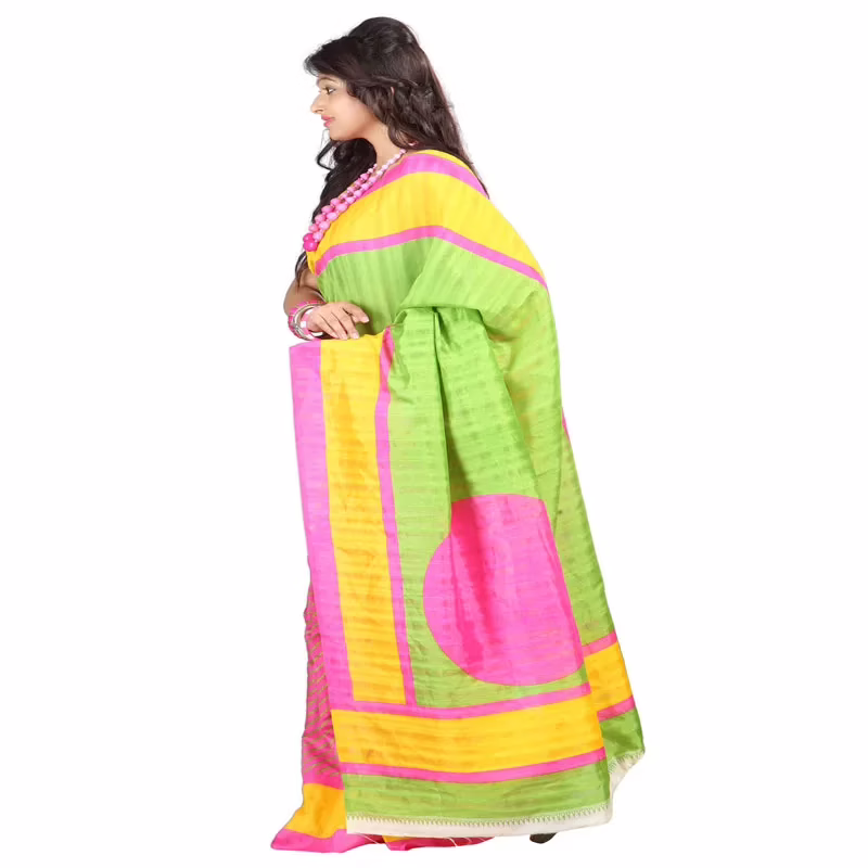 Lookslady Printed Pink Bhagalpuri Saree