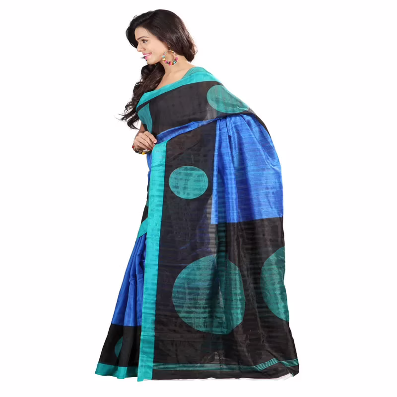 Lookslady Printed Blue Bhagalpuri Saree
