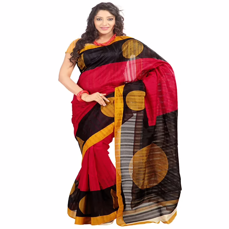 Lookslady Printed Red Bhagalpuri Saree