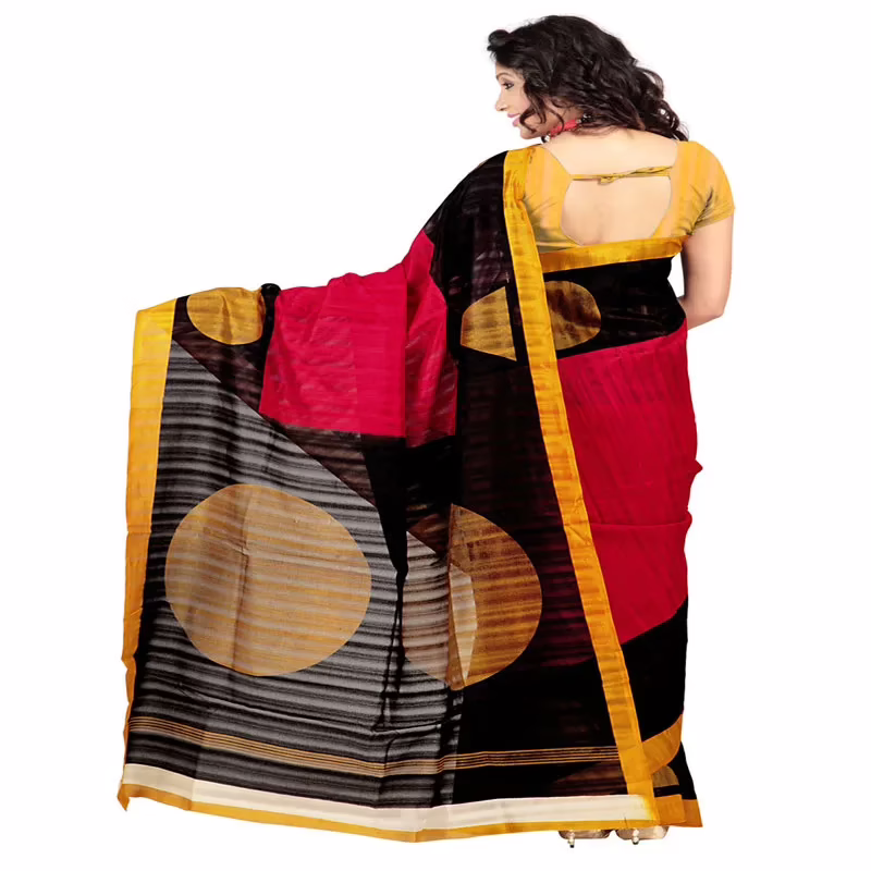 Lookslady Printed Red Bhagalpuri Saree