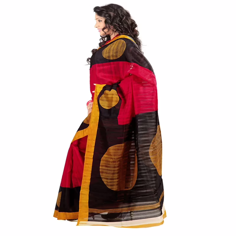 Lookslady Printed Red Bhagalpuri Saree