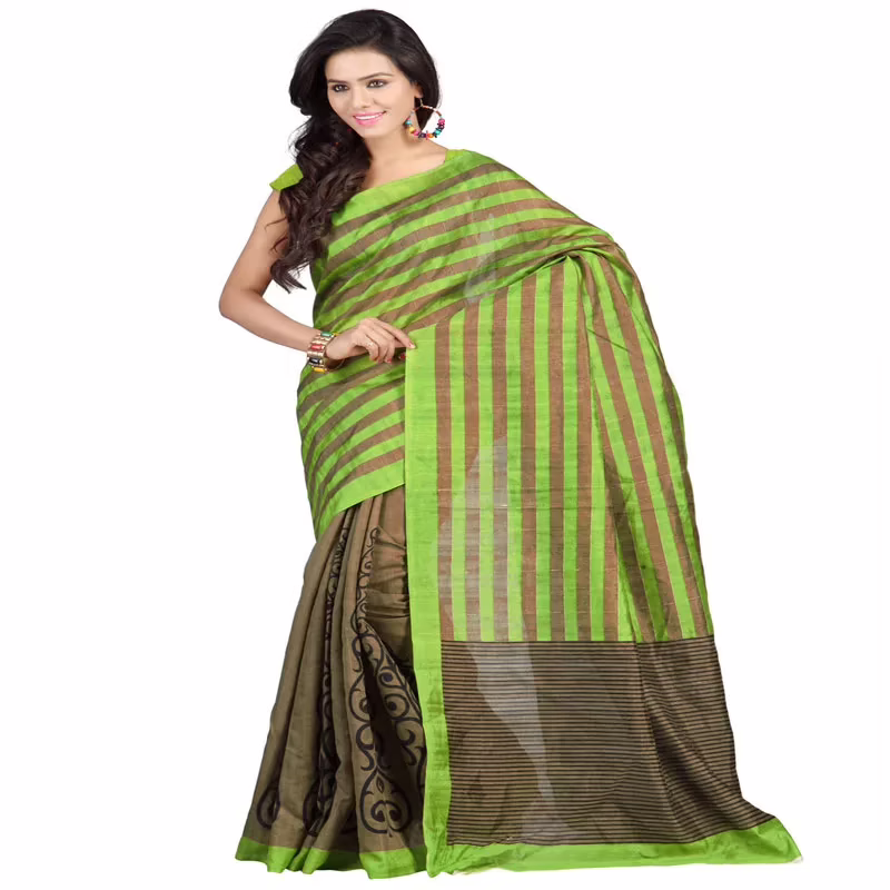 Lookslady Printed Green Bhagalpuri Saree
