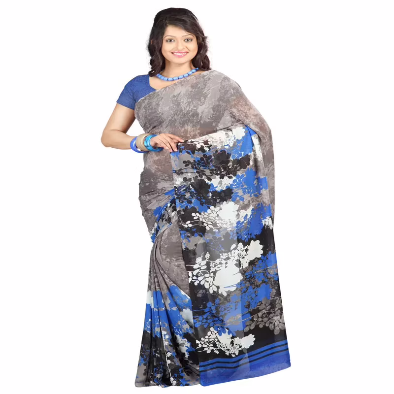 Lookslady Printed Black Georgette Saree
