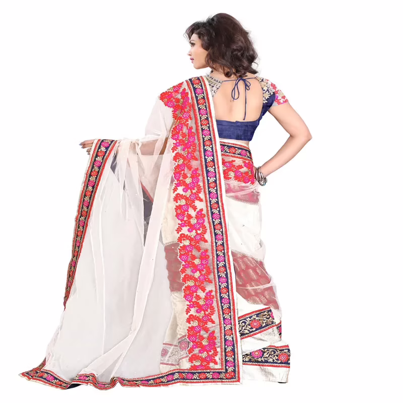 Lookslady Embroidered Beige Jacquard Saree