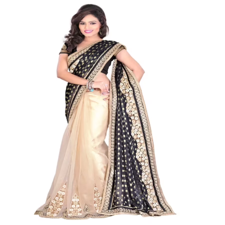 Lookslady Embroidered Black Georgette Saree