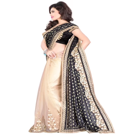 Lookslady Embroidered Black Georgette Saree