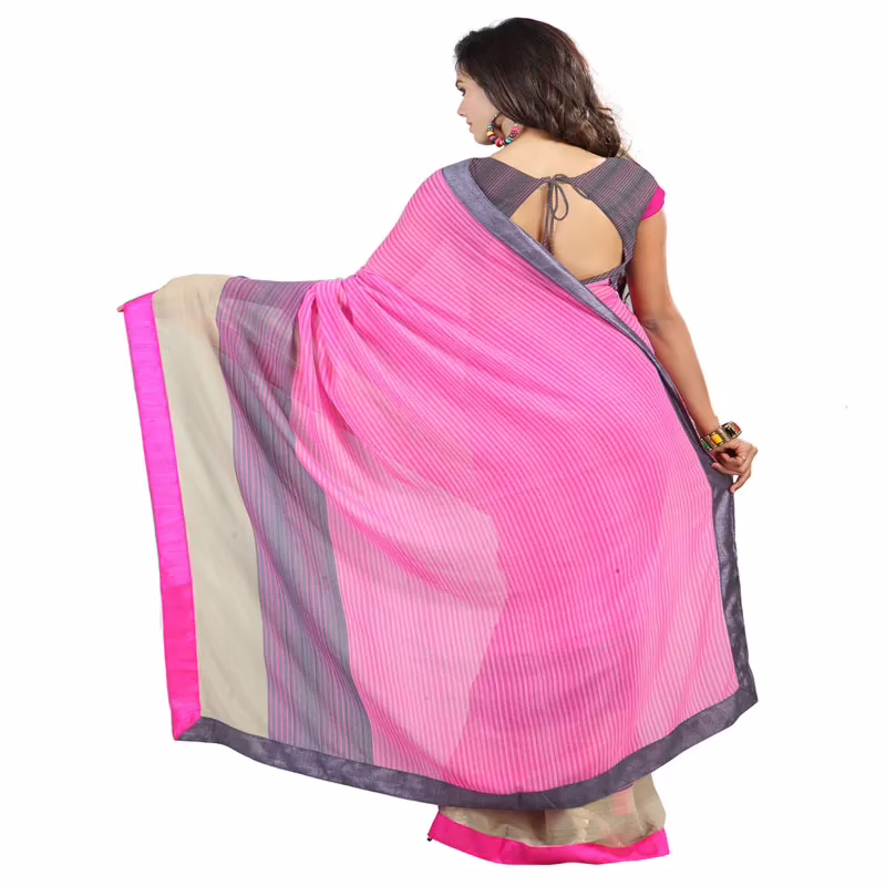 Lookslady Printed Pink Chiffon Saree