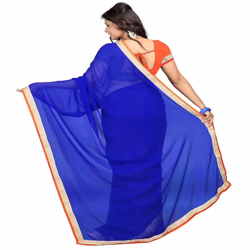 Lookslady Printed Blue Chiffon saree