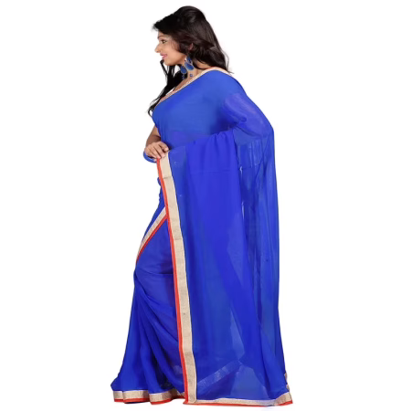 Lookslady Printed Blue Chiffon saree
