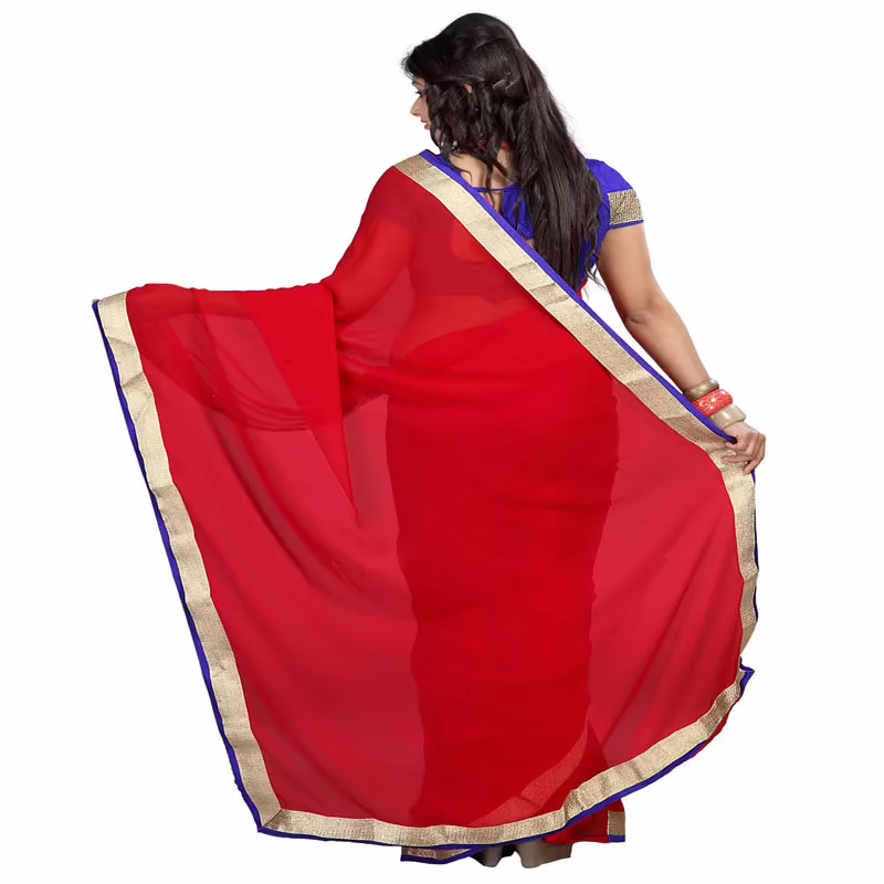 Lookslady Printed Red Chiffon saree