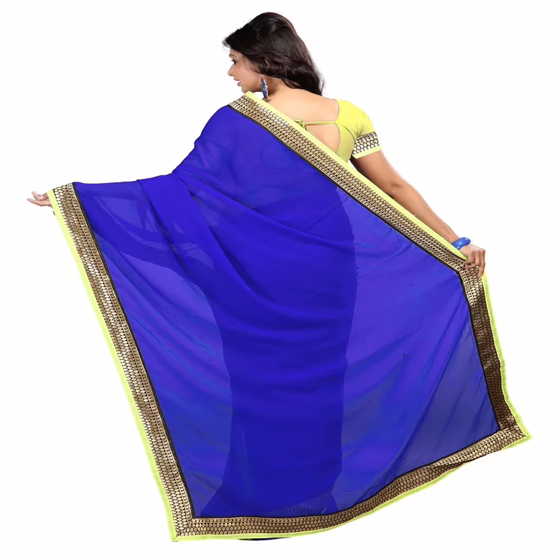 Lookslady Printed Blue Chiffon saree