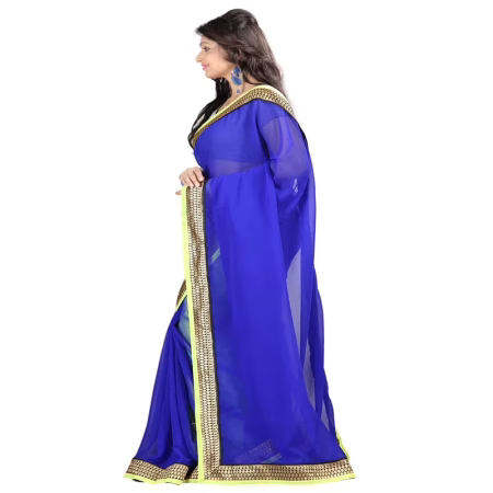 Lookslady Printed Blue Chiffon saree