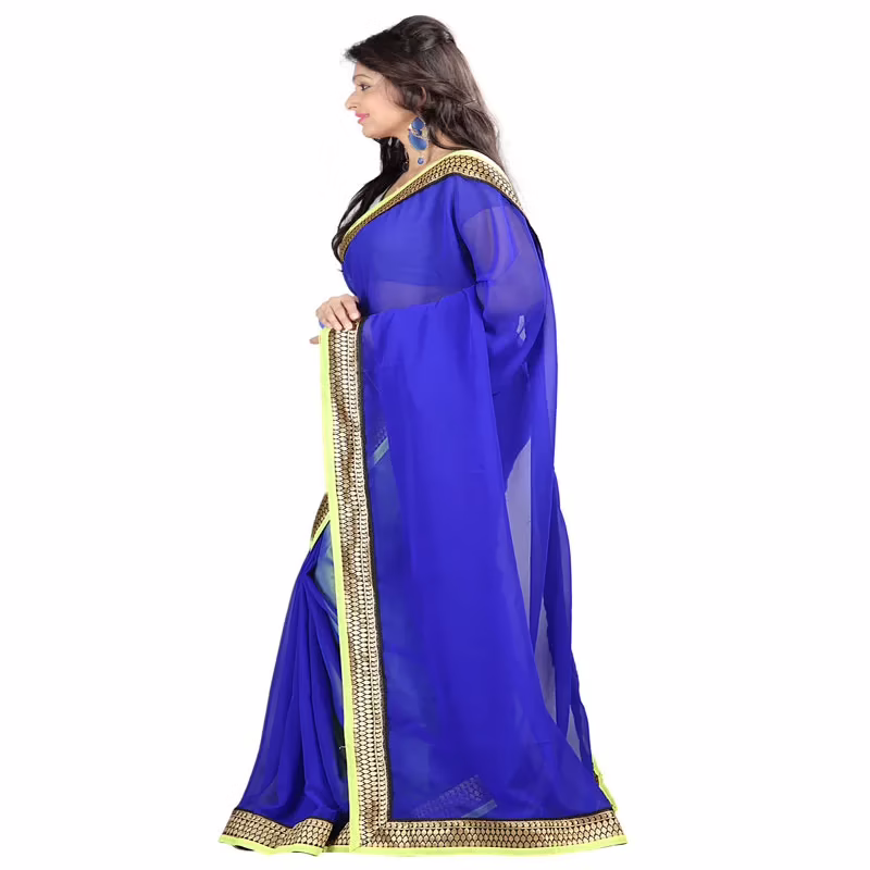 Lookslady Printed Blue Chiffon saree