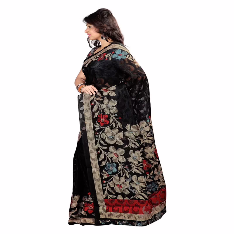 Lookslady Printed Black jacquard saree